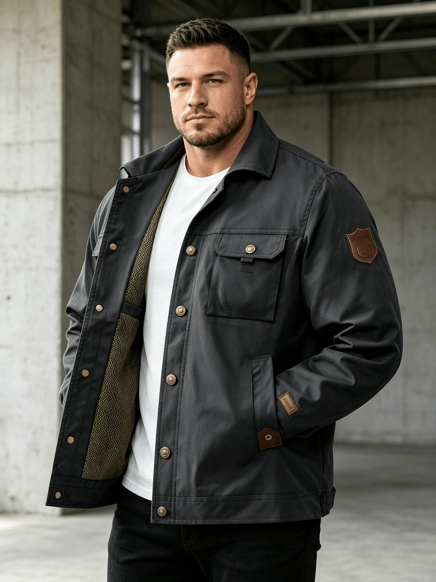 Men'S Jacket Unisex Fashion Street Jacket, Styling: This Jacket Is Suitable for Spring, Autumn, And Winter, Multi-Pocket Casual Jacket. Simply Pair with Faux Denim And Basic T-Shirt for Casual Look - Black