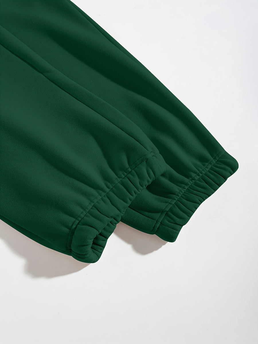 Graphic Print Regular Sweatpants, Autumn/Winter, Women's Clothing - Dark Green