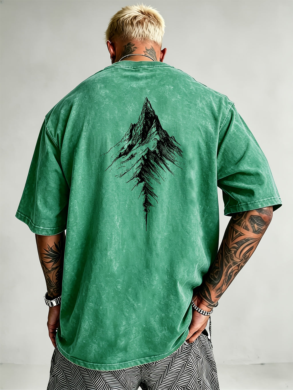 Men'S Heavyweight Distressed T-Shirt Washed Acid Wash Graphic Tee Vintage Aesthetic Streetwear Pure Breathable Comfort High Street Style Minimalist Casual Gym Workout Short Sleeve Essential Undershirt 2026 Summer New - Green