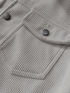 Meixishao OBM Autumn/Winter Solid Color with Random Print, Simple Encounter with Avant-Garde Cross-Border Fashion Jacket, Vintage Style Lapel Men's Corduroy Workwear Jacket Winter Clothes for Men - Grey
