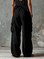 Women'S Elegant Casual Outdoor Pocket Cargo Pants - Black