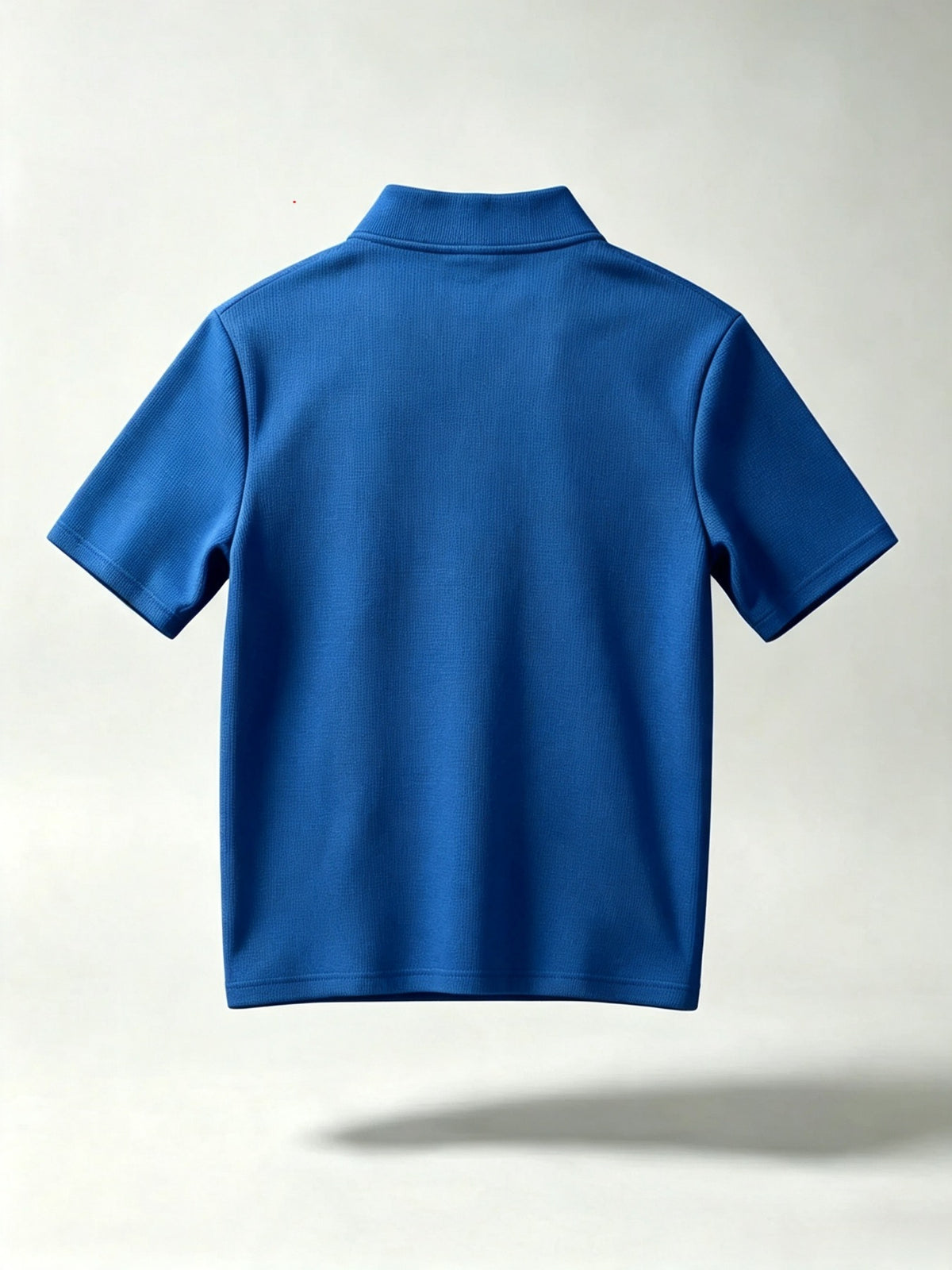 Men's Waffle Knit Half-Zip Short-Sleeve Shirt, Stand Collar Solid Color Casual Pullover Top, Simple Style - Royal Blue