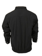 Men's Casual Long Sleeve Shirt Autumn Winter Solid Color Corduroy Zip-Up Jacket Vintage Style Top - Black