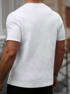 Men's Casual Versatile Solid Color Textured Short-sleeve T-shirt, Simple and Easy to Mix and Match - White