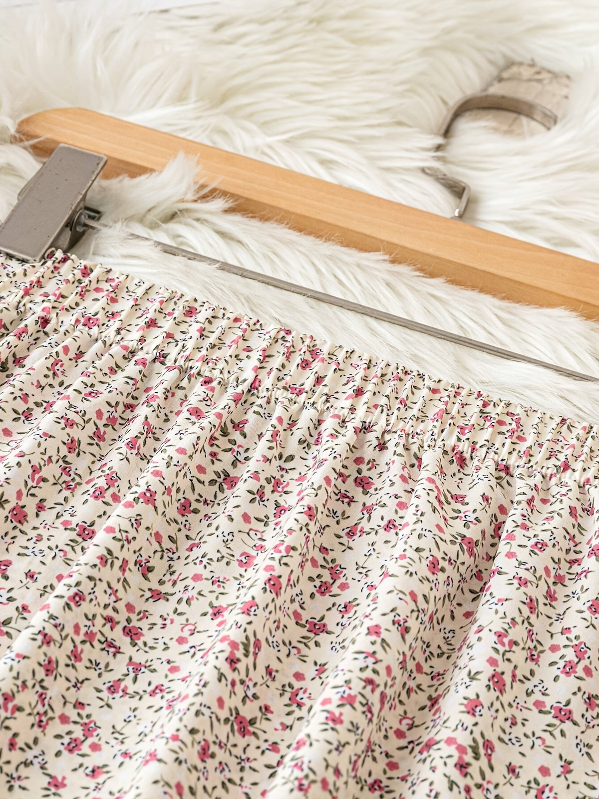 Women's High Waist Floral Maxi Skirt, A-Line Flowy Resort Skirt, French Style Elegant Dress for Spring Summer Fall - Peach