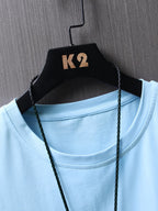 Men'S Casual Short-Sleeve T-Shirt with a Round Neck And Letter Print, Perfect for Summer Leisure And Sports - Light Blue Color