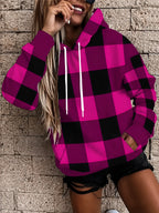 Women's Long Sleeve Drawstring Sweatshirt, Casual Loose Fit Pocket Sweatshirt - Mixed colors