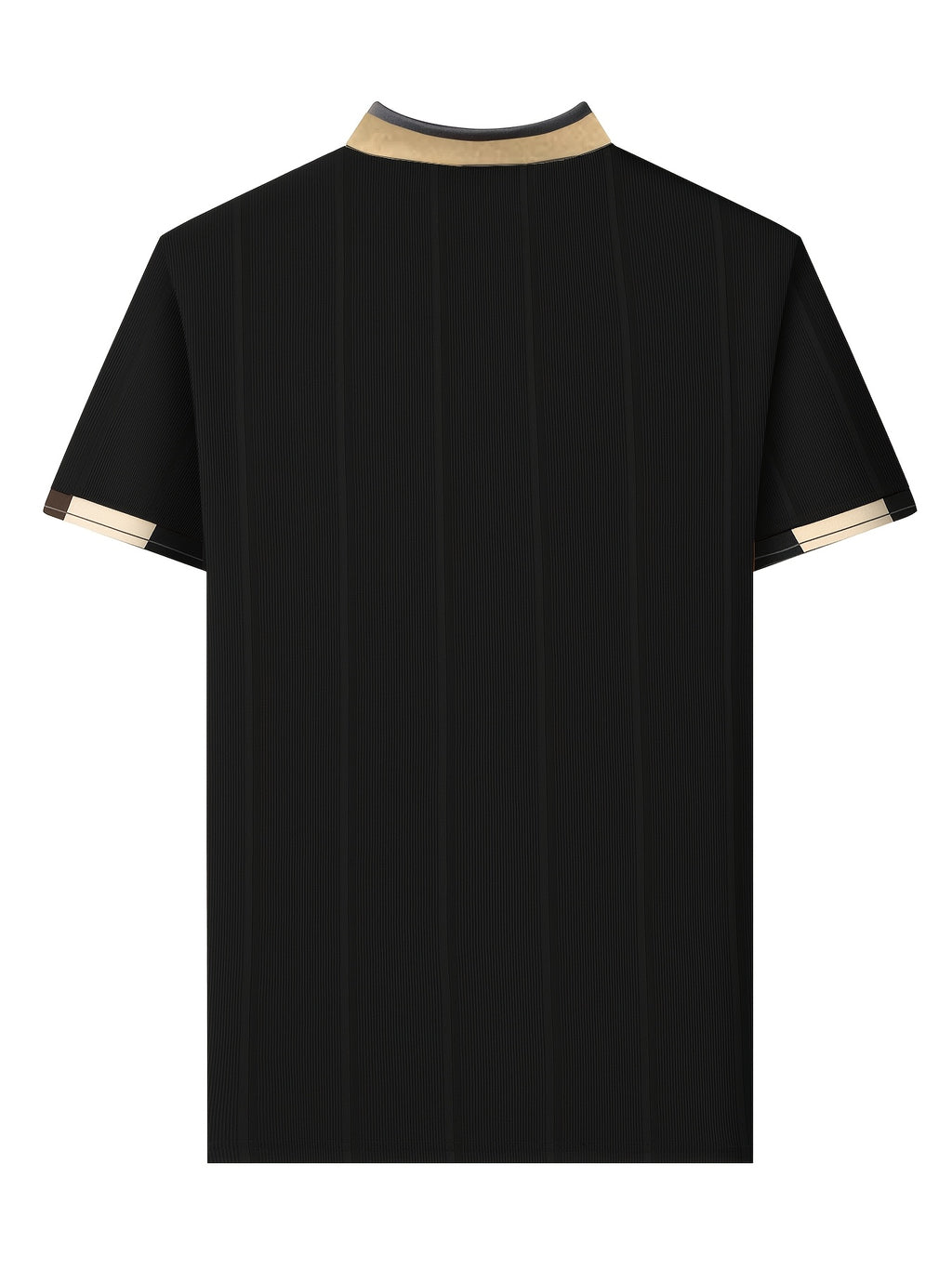 [Pearson OBM] Men'S Textured Jacquard Fabric Fashion Short Sleeve T-Shirt 3pcs Set, Suitable for Daily Casual Outings And Work Wear, Ideal Men'S Holiday Gift - Black+white+caramel