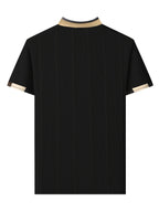 [Pearson OBM] Men'S Textured Jacquard Fabric Fashion Short Sleeve T-Shirt 3pcs Set, Suitable for Daily Casual Outings And Work Wear, Ideal Men'S Holiday Gift - Black+white+caramel