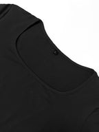 Tight Ultra-Long Women'S Autumn Long Sleeve Square Neck A-Line Sexy Bodycon Dress - Black