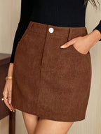 Casual Solid Color Front Insert Instead of Short Skirt - Khaki