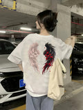 Beautiful Rose Wing Pattern Printed Men'S And Women'S Loose Versatile T-Shirt Summer Short-Sleeved Top - White