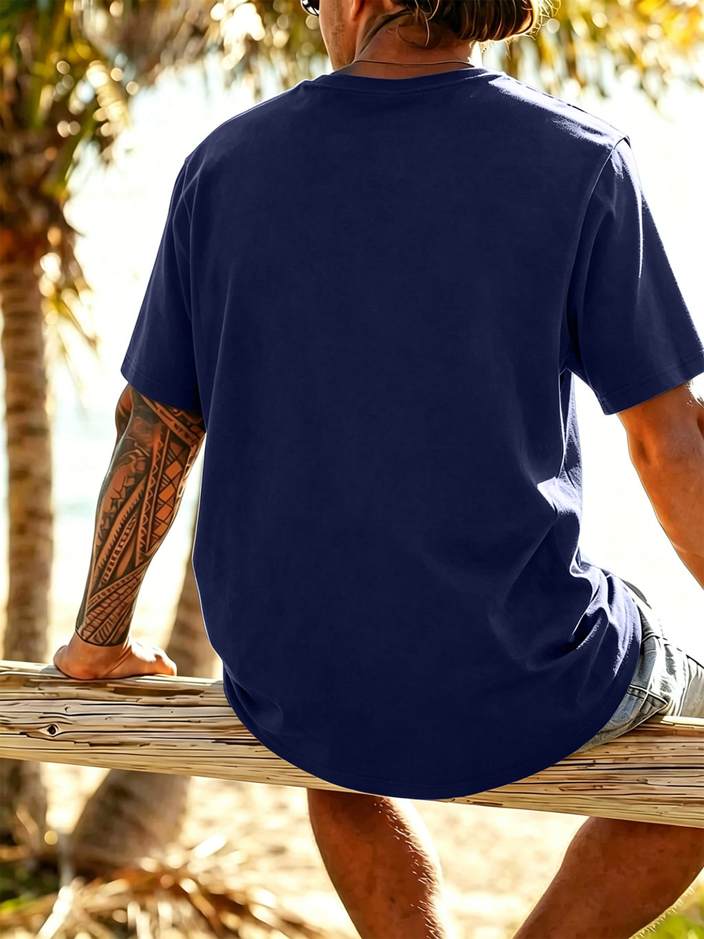 Men's New Pure Cotton Short Sleeve Round Neck T-Shirt, Comfortable, Soft, and Breathable, Perfect for Vacation, Leisure, and Daily Wear, a Summer Essential - Navy Color