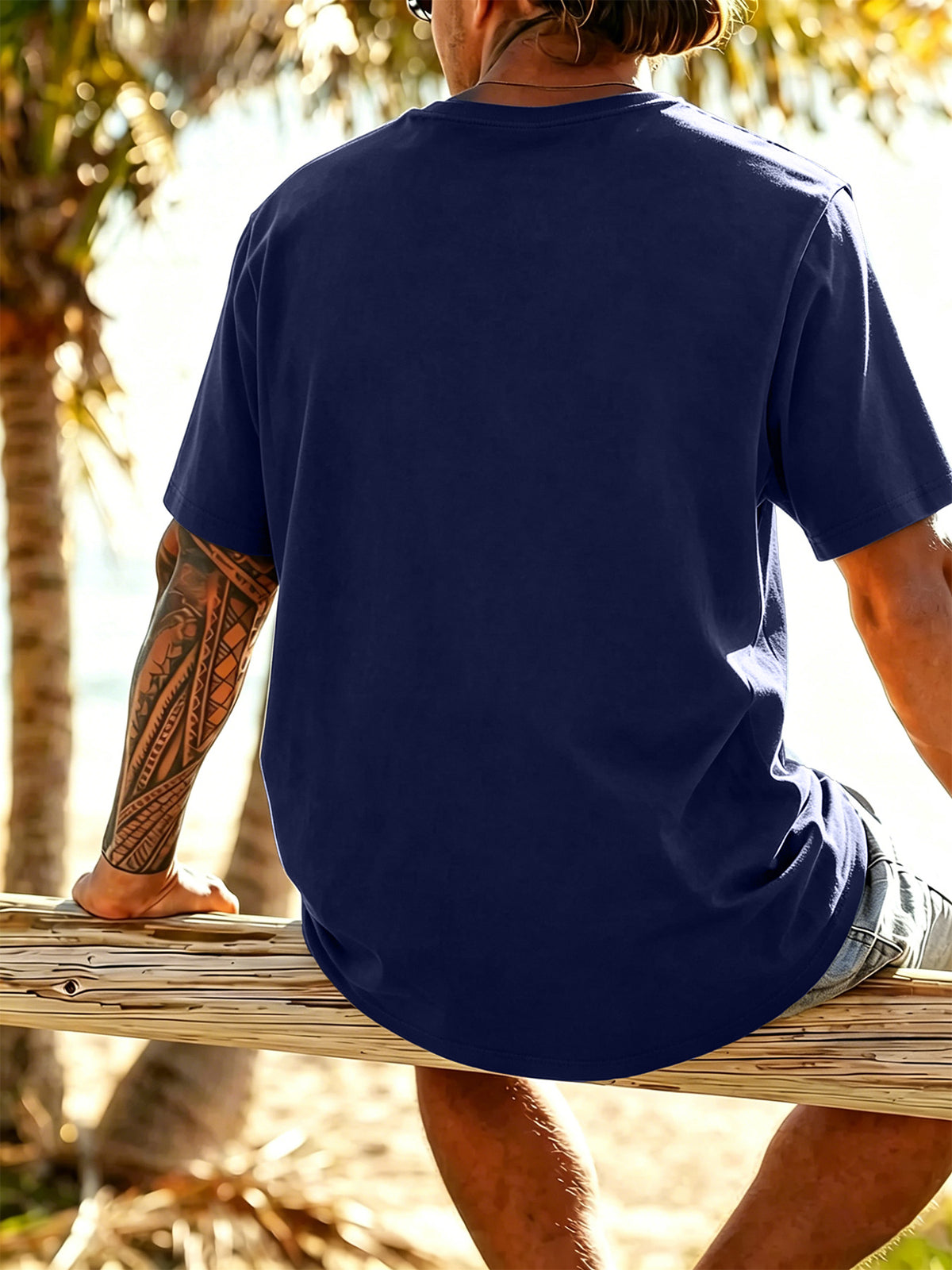 Men's New Pure Cotton Short Sleeve Round Neck T-Shirt, Comfortable, Soft, and Breathable, Perfect for Vacation, Leisure, and Daily Wear, a Summer Essential - Navy Color