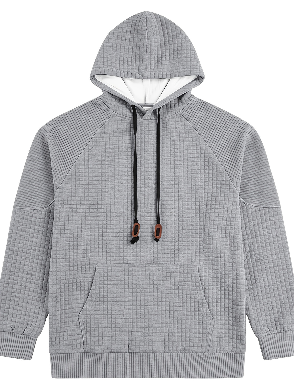 Maqiqi OBM Men's New Autumn/Winter Solid Color Warm and Comfortable Hooded Sweatshirt, Stylish and Versatile for Daily Casual, Work, Commuting, and Outdoor Activities - Light Grey