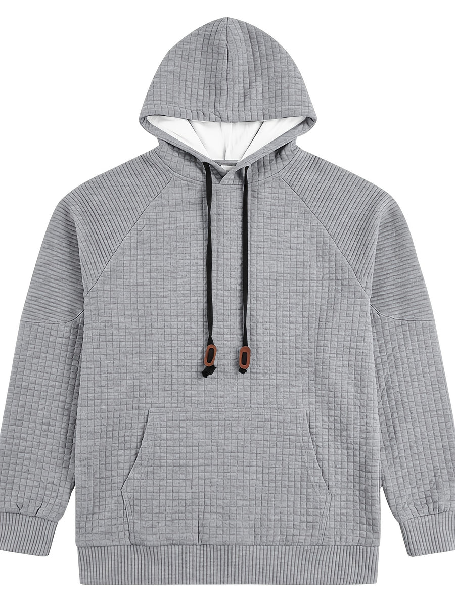 Maqiqi OBM Men's New Autumn/Winter Solid Color Warm and Comfortable Hooded Sweatshirt, Stylish and Versatile for Daily Casual, Work, Commuting, and Outdoor Activities - Light Grey