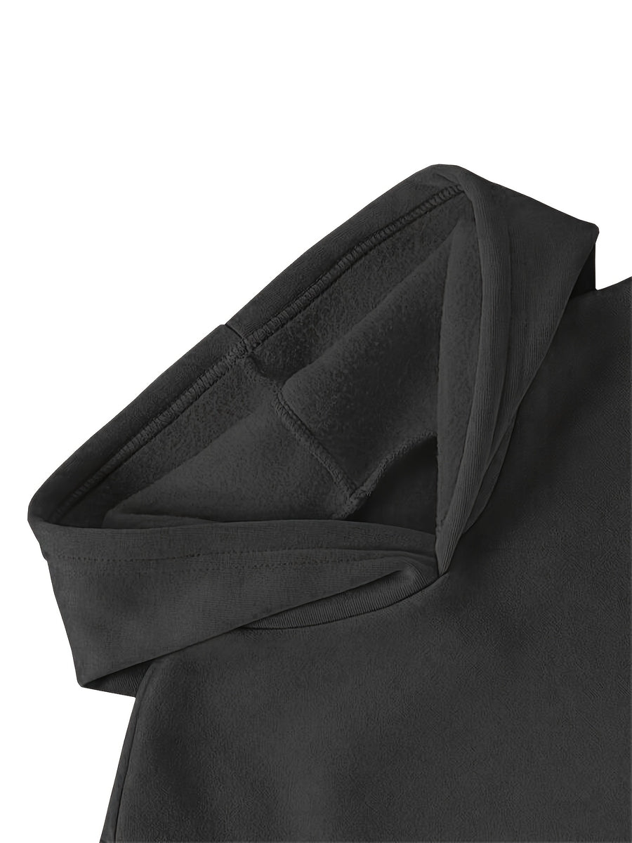 Women'S Fashion Letter Print Hooded Sweatshirt Dress Women'S Autumn And Winter High-End Fashion Street Style Age-Reducing Plus Velvet Color Block Hooded Sweatshirt Casual Top Casual Versatile Hoodie Jacket Pullover Long Sweatshirt Elegant - Black