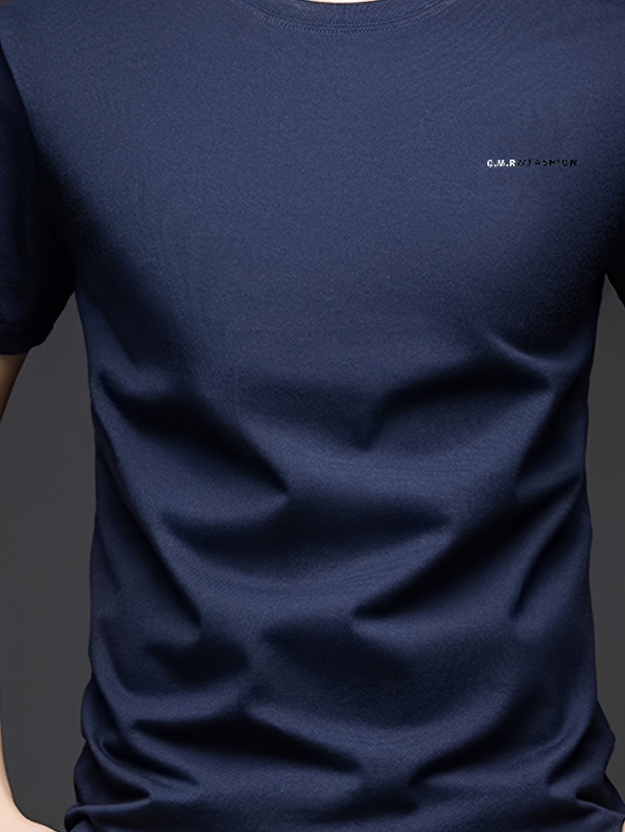 Summer Men'S Short Sleeve T-Shirt, Minimalist Style, Soft And Skin-Friendly Feel, Good Drape And Non-Sheer, Comfortable And Textured, Suitable for Daily Casual/Commuting And Travel - Purplish Blue