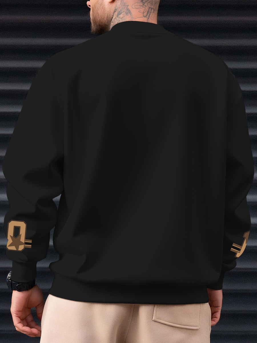 Western Adult Brooklyn 1957 Retro Star Logo Sweatshirt, American Street Oversized Style Heavyweight Texture Men'S Essential, Suitable for Shopping, Gatherings, Outdoor Activities, Daily Commuting, Machine Washable, Autumn Essentials - Black