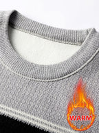 Minimalist Urban Fleece Round Neck Sweater Warm City Casual, Knit - Camel