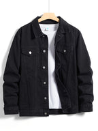 Men's Casual Denim Jacket - Black