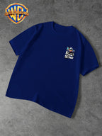 Warner Bros. Official Men's Casual T-Shirt with Double-Sided Print, Featuring a Spliced  Character Streetwear Graphic. Breathable and Comfortable, Versatile for Casual Wear. Print Is Durable, Crack-Resistant, Machine Washable, and Fade-Resistant. - Royal Blue