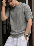 New Korean Lazy Style Sweater Men'S Loose Casual Business Commute Knit Top Spring Summer - Grey