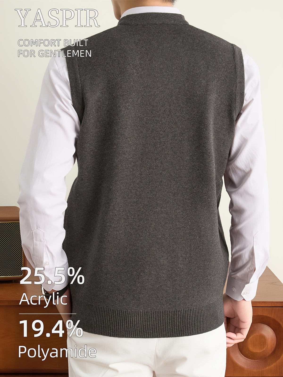 Men'S Knit Vest Sweater for Autumn And Winter, Classic V-Neck Striped Design, Easy Elegant Old Money Style Warm And Cold-Resistant, Suitable for Daily Commute, Office, Outdoor Leisure, Sports, Hiking, Camping, Holiday Gift for Father Or Husband - Olive