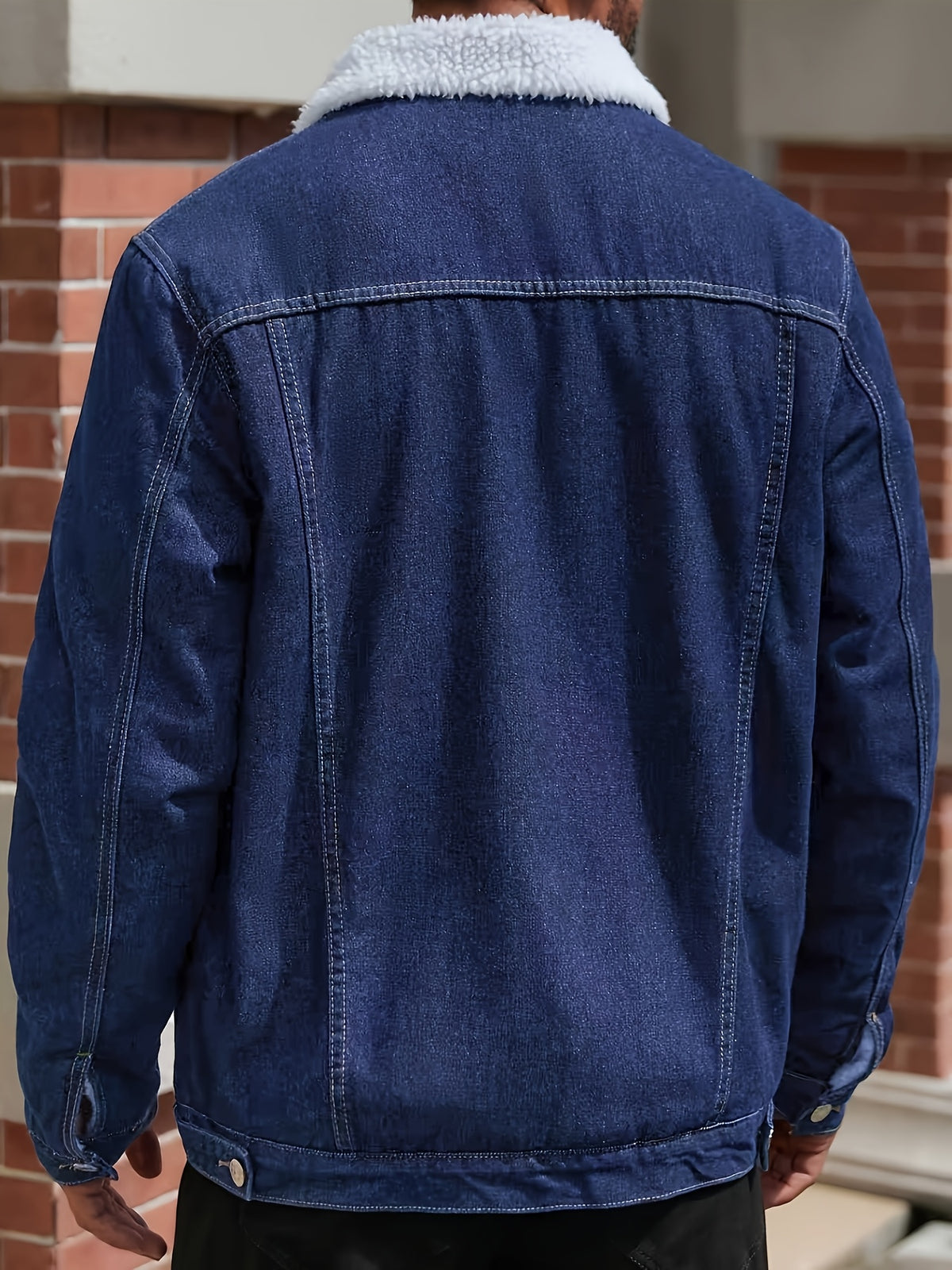 Autumn/Winter Men's -Lined Thick Washed Blue Denim Jacket, Double-Layer Insulated Blue Men's Casual Denim Top, Street Style - Blue