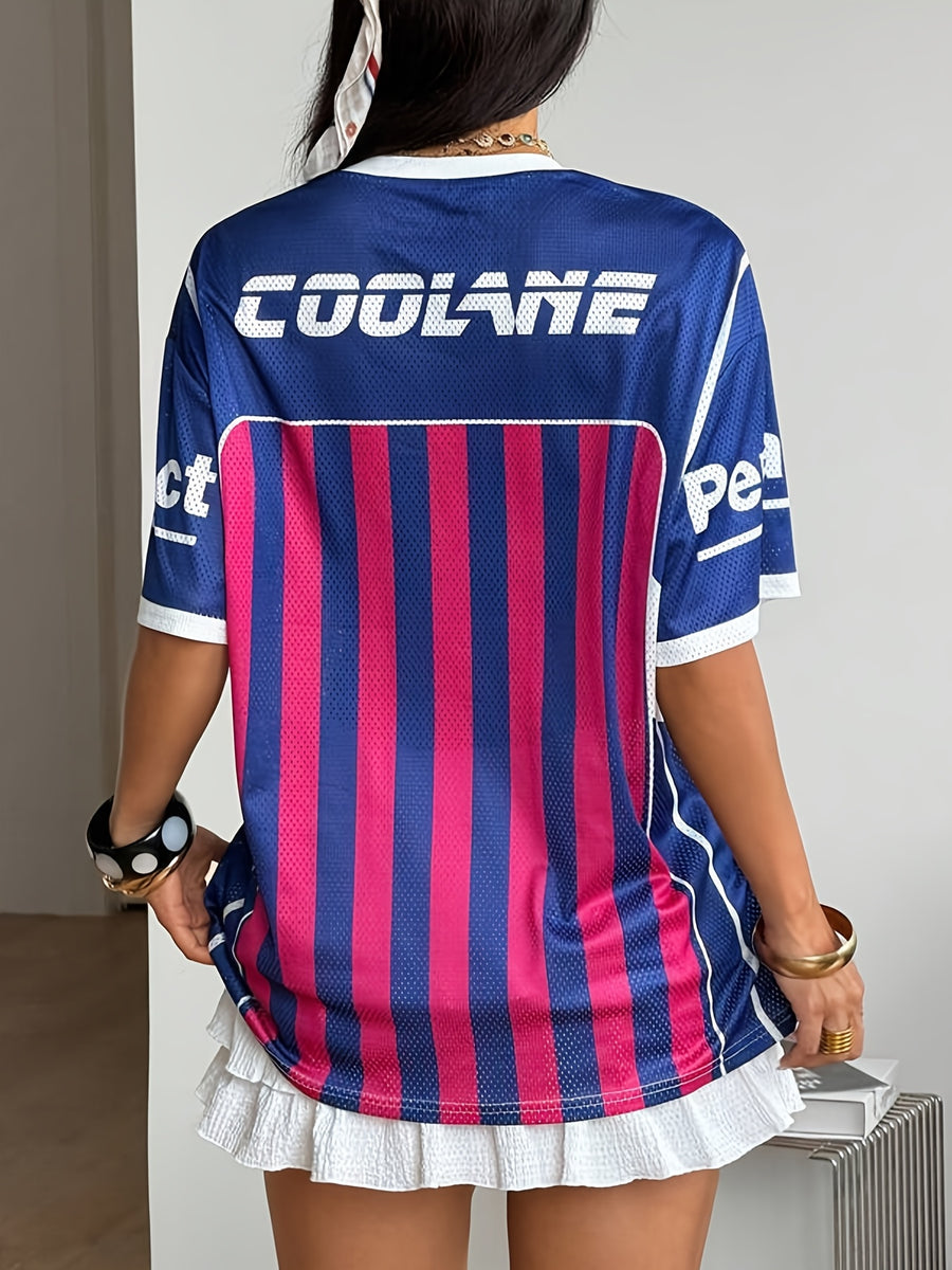 Women'S Spring/Summer Retro Street Style Camo Digital Printed Baseball Shirt T-Shirt - Multicolor