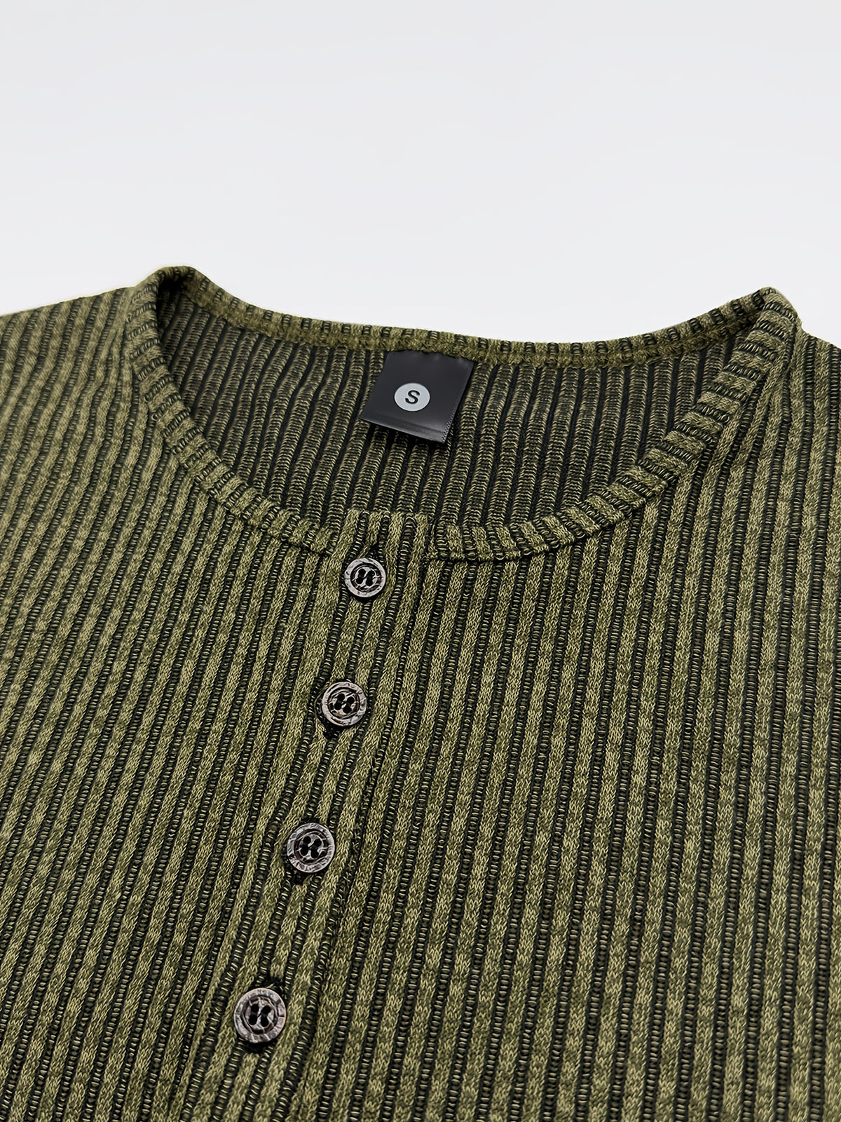 Pearson OBM Men's High-Quality Clothing - Men's Heavy-Duty Henley Shirt - Single-Button Collar & Chest Placket, Casual Button-Front Blouse, Thick, Soft, and Comfortable Fabric, Machine Washable Solid Color Sweater - Versatile for Smart-Casual - Olive Green
