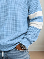 Men'S Henley Zip-Up Shirt - Sky Blue