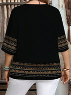 Women's New Summer Fashion Casual Printed Short-Sleeve Top - Deep Grey