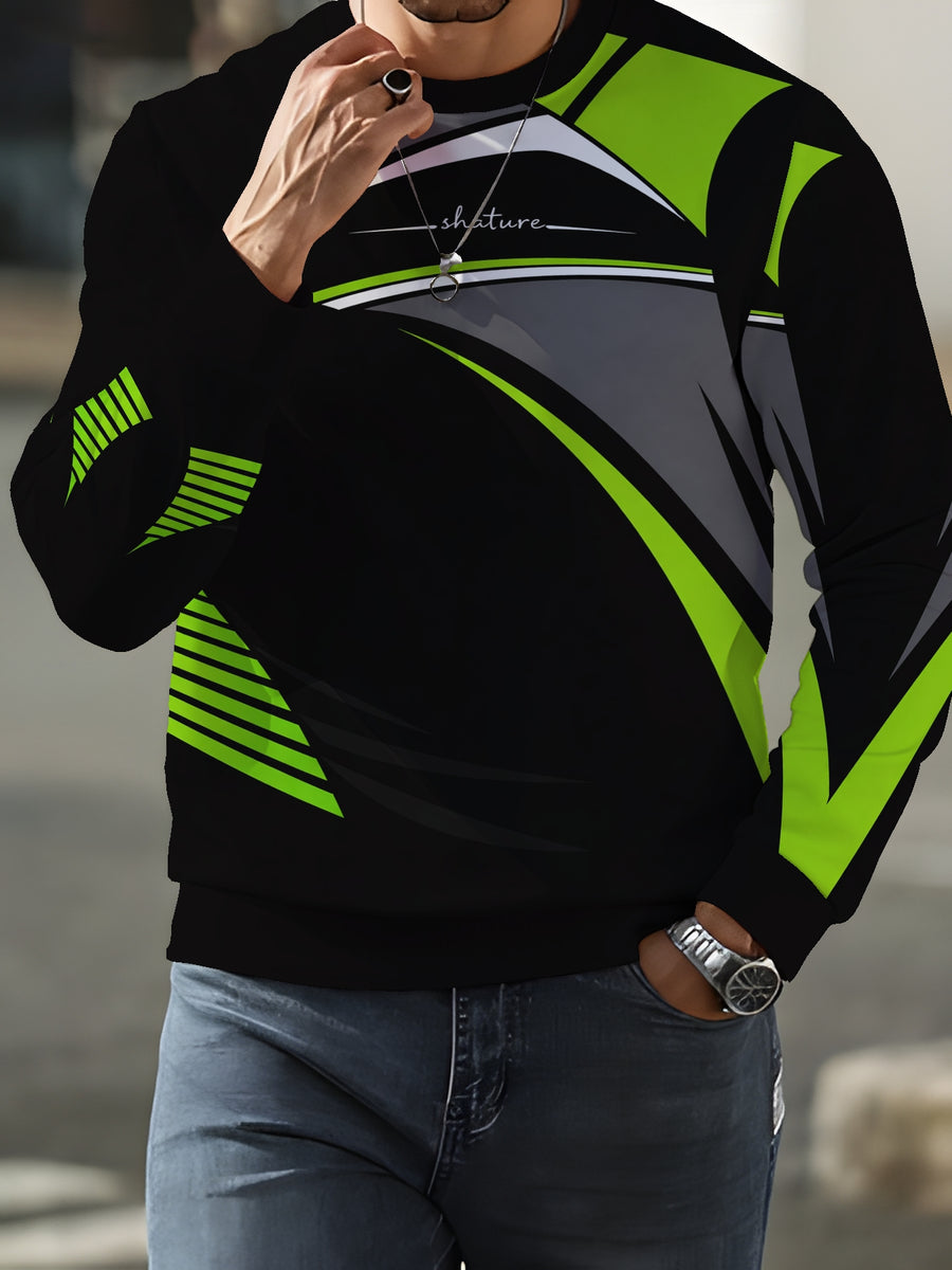 New Men's Long Sleeve Autumn/Winter Niche Print Crewneck Sweatshirt - Mixed colors