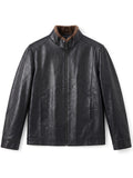 [Pearson OBM] Autumn Winter Men'S Faux Leather Jacket Casual All-Match Warm Zippered Faux Leather Jacket Outdoor Casual Top - Black