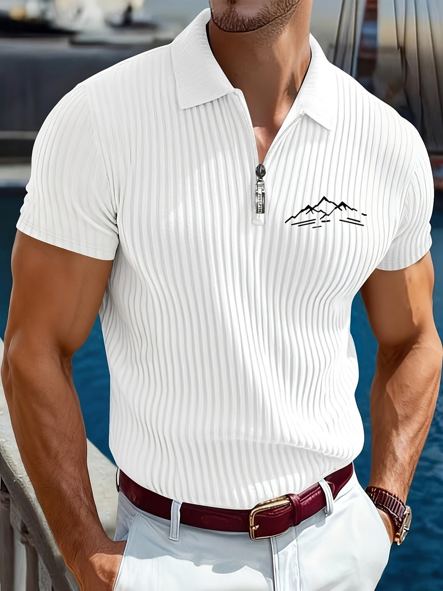 Men's Outdoor Sports Short-Sleeve Summer Casual Comfortable Polo Shirt Henley Shirt - White