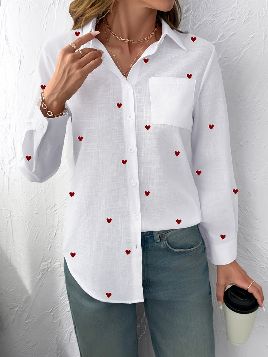 Slub Style Shirt Casual Women Long Sleeves - Multicolor