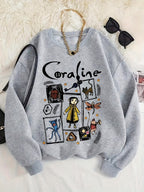 Women'S Easy Round Neck Long Sleeve Casual Top - Grey