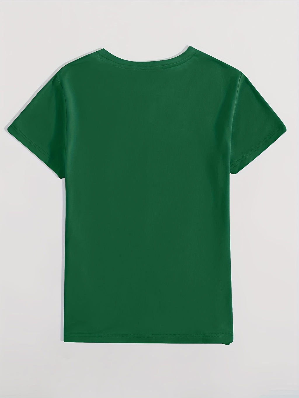 Women's Casual Short Sleeved T-shirt - M Letter Pattern Print, Regular Round Neck Top, Suitable for All Seasons, Women's Clothing - Dark Green