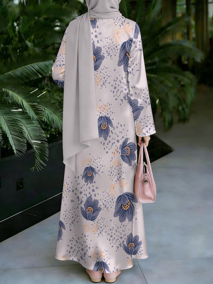 Women's Middle Eastern Style Muslim Elegant Thobe Dress, Suitable for Malaysia, Saudi Casual Conservative Thobe, Long Length Long Sleeve Flowy Fit, for Shopping, Prayer, Family Gatherings, Soft and Breathable Non-Embroidered Craft, Gentle and Simple - Mixed colors