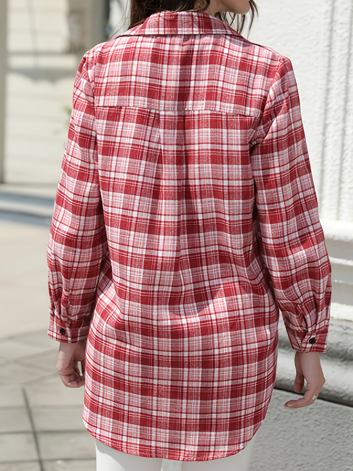 Versatile Sunscreen Checkered Shirt Outer Cardigan Women'S Summer New Top - Red