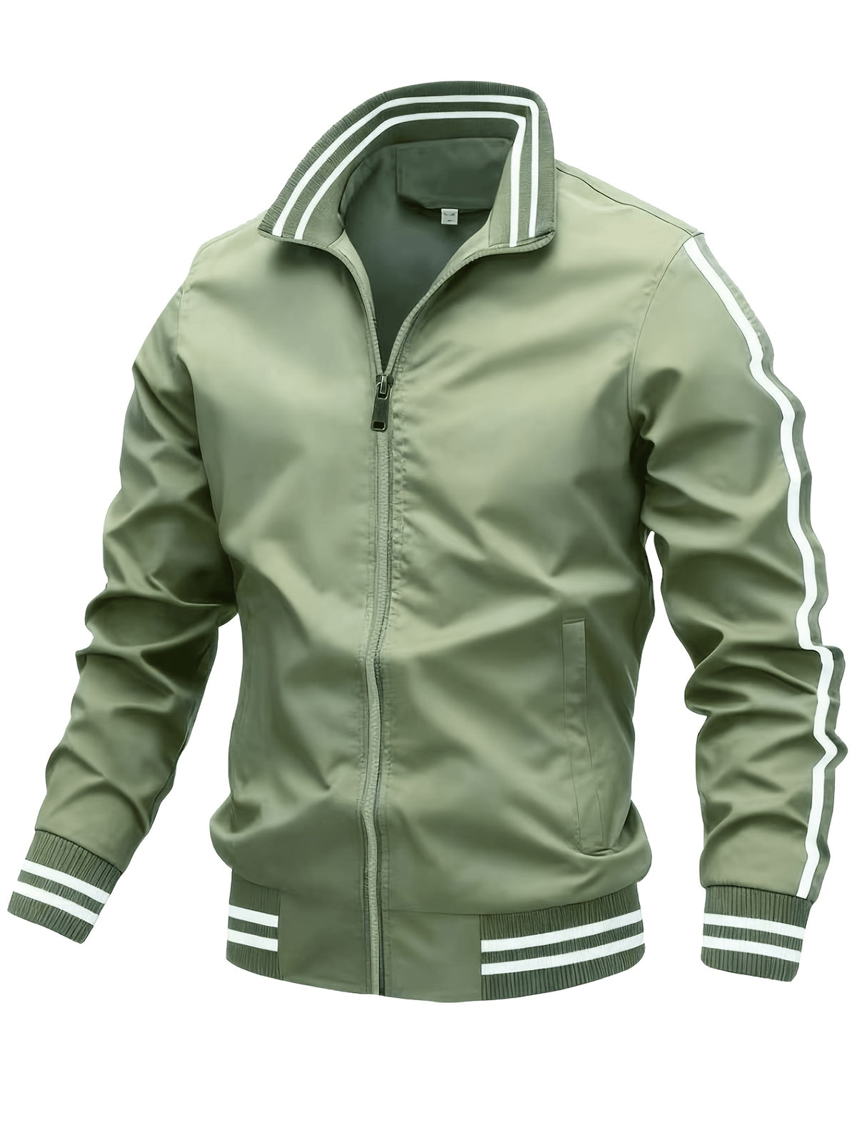 Men'S New Casual Sports Jacket, Outdoor Breathable Running Coat, Casual Zipper Stand-Up Collar Jacket Trench Coat, Suitable for Outdoor Hiking Fitness Activities, Multi-Color Available - Light Green