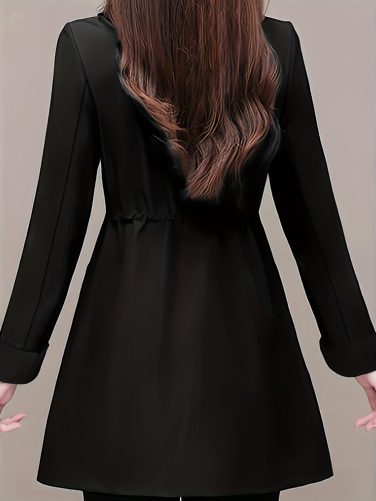 Spring And Autumn Fashion Long Slim Long-Sleeved Shirt Coat - Black