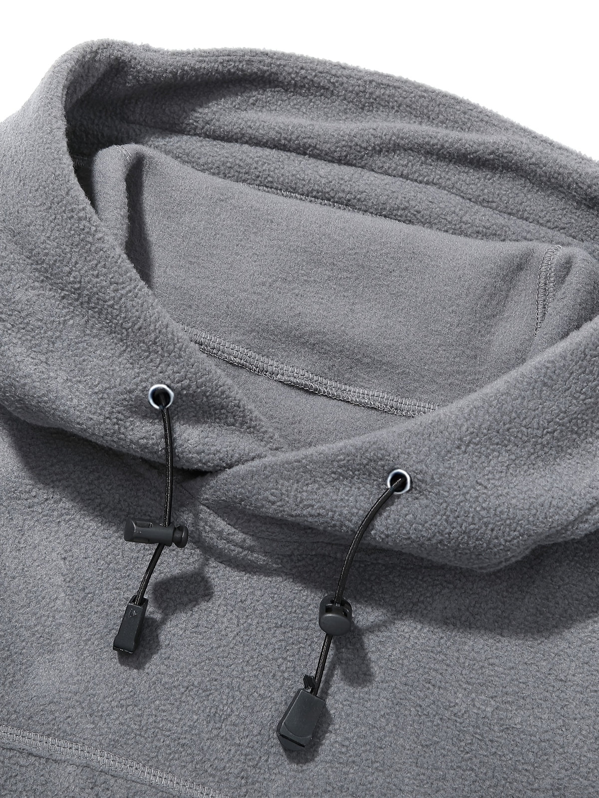 Men's Polar Fleece Tactical Hoodie, Long Sleeve Pullover Hooded Sweatshirt with Multi Zipper Pockets, Casual Outdoor Warm Hooded Top for Daily Hiking Travel - Grey