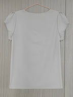 Elegant Fashion Solid Color Round Neck Top for Women - Light Grey