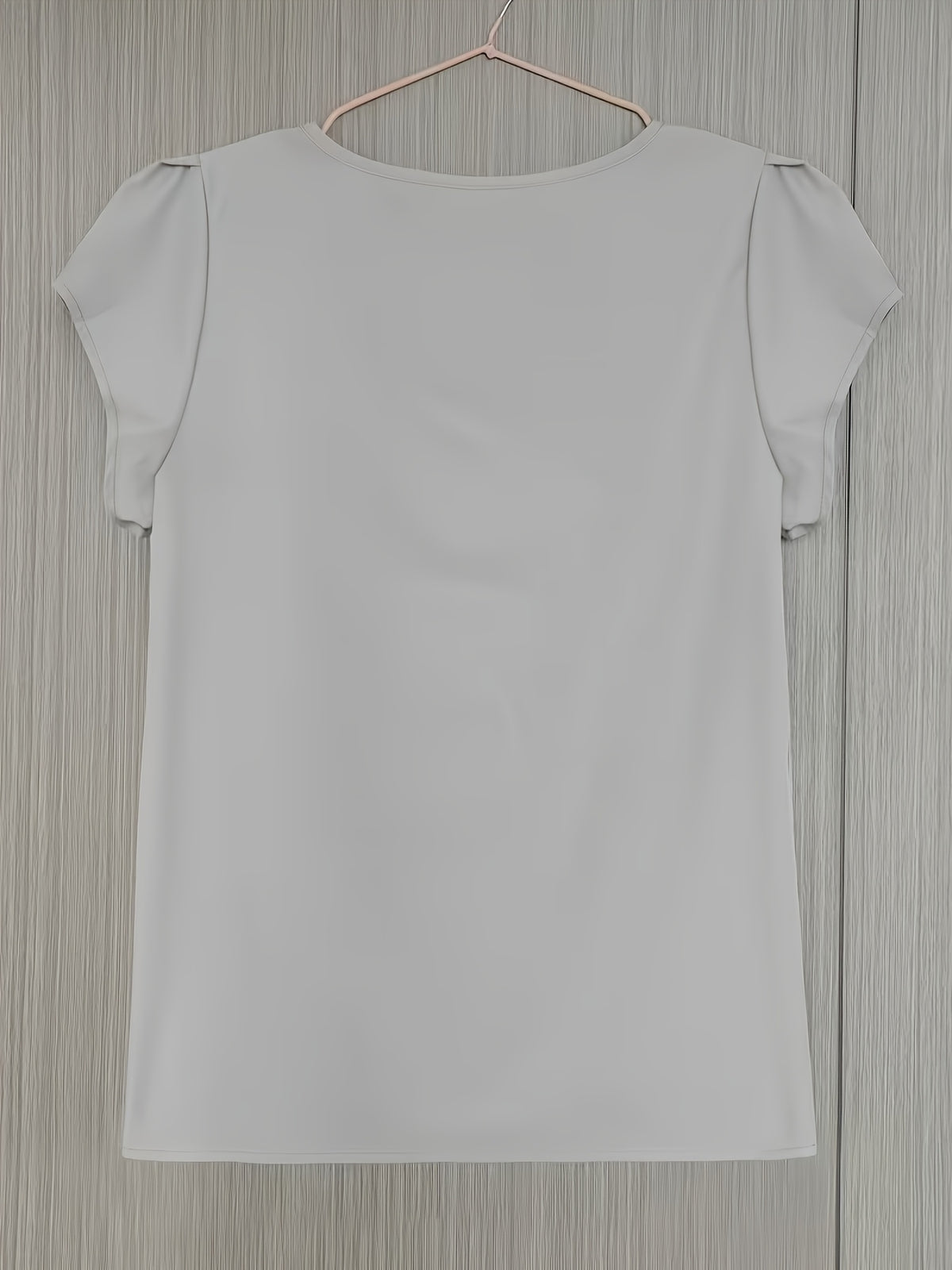 Elegant Fashion Solid Color Round Neck Top for Women - Light Grey