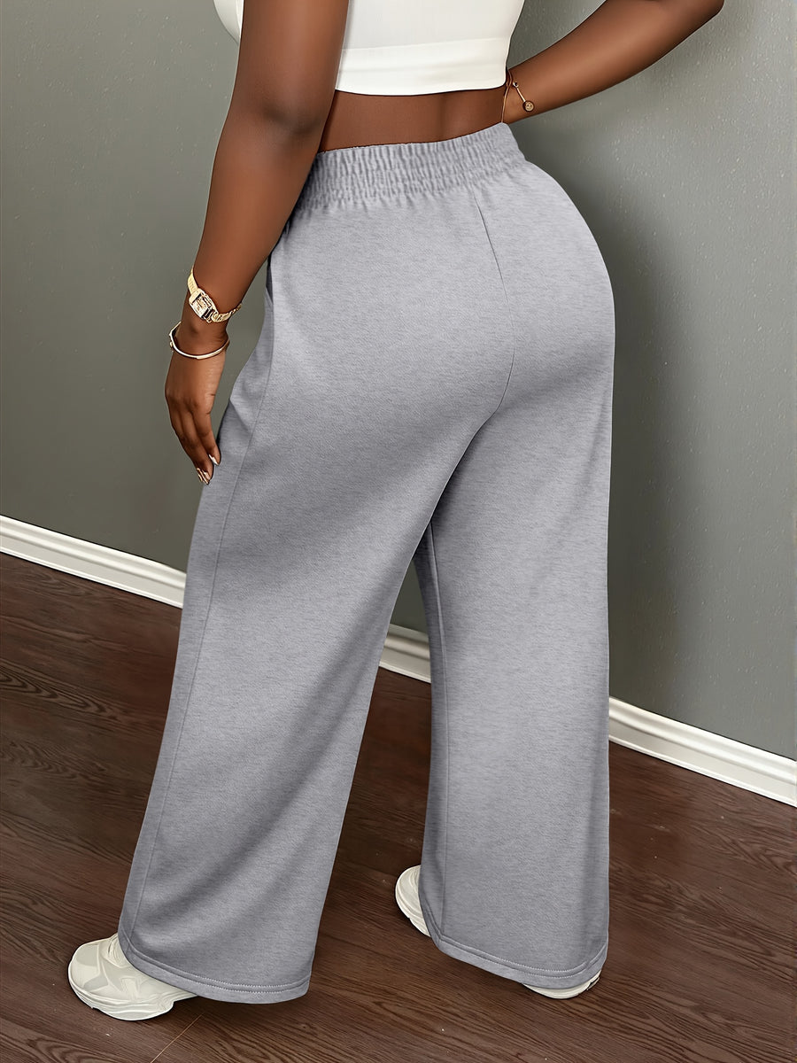 Women's Elastic Waist Straight Leg Pants with Butterfly Pattern, Korean Style Commuter Fashion, Wrinkle- and No Ironing, Petite Friendly, and Concealing, Cross-Border, Elegant Women's Autumn Clothing, Flash - Grey