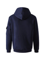 Men'S Basic NY Uppercase Letter Print Cargo Hooded Zipper Cardigan Casual Jacket - Navy Color