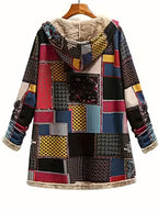 Plus Size - Plus Size - Oversized Coat, Plush Printed Hooded Sweatshirt, Top Outerwear - Mixed colors