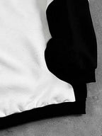 Men'S Individual Multi-Pattern Geometric Print Stand-Collar Sweatshirt, Black And White Contrast Color Patchwork Design, Quarter-Zip with Stand-Collar, Retro Motorcycle Style Sweatshirt - White